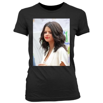 Selena Gomez Women's Junior Cut Crewneck T-Shirt