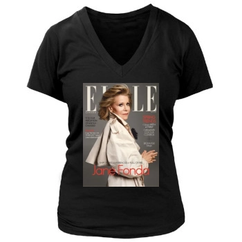 Jane Fonda Women's Deep V-Neck TShirt