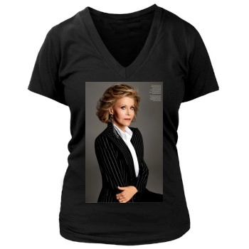 Jane Fonda Women's Deep V-Neck TShirt