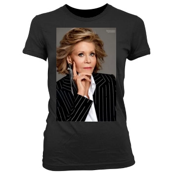 Jane Fonda Women's Junior Cut Crewneck T-Shirt