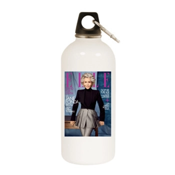 Jane Fonda White Water Bottle With Carabiner