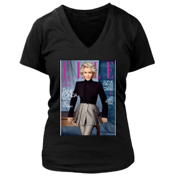 Jane Fonda Women's Deep V-Neck TShirt