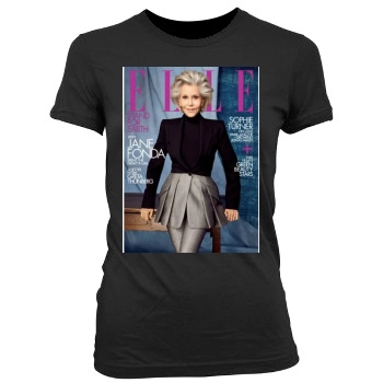 Jane Fonda Women's Junior Cut Crewneck T-Shirt