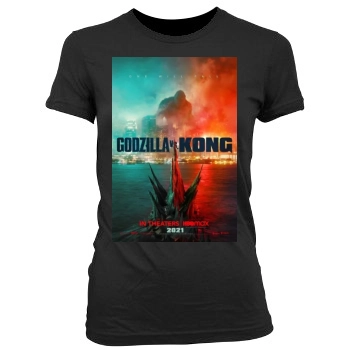 Godzilla vs. Kong (2021) Women's Junior Cut Crewneck T-Shirt