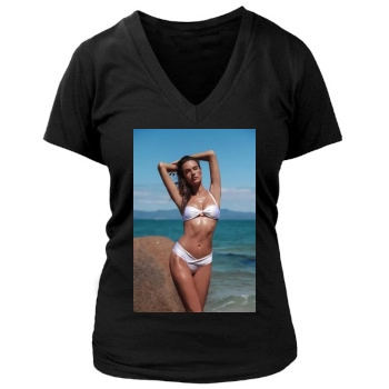 Alessandra Ambrosio Women's Deep V-Neck TShirt