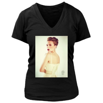 Scarlett Johansson Women's Deep V-Neck TShirt