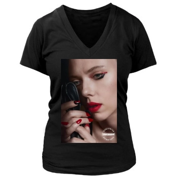 Scarlett Johansson Women's Deep V-Neck TShirt