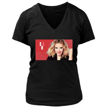 Scarlett Johansson Women's Deep V-Neck TShirt