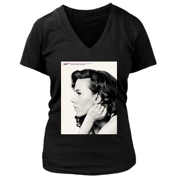 Scarlett Johansson Women's Deep V-Neck TShirt