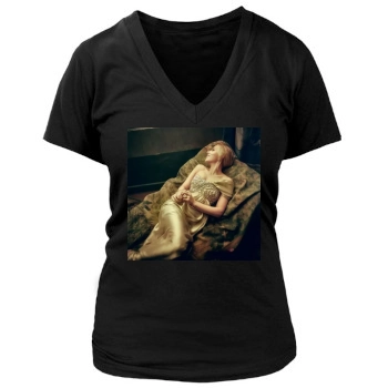 Scarlett Johansson Women's Deep V-Neck TShirt