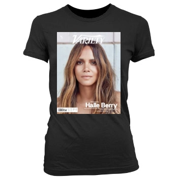 Halle Berry Women's Junior Cut Crewneck T-Shirt