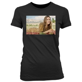 Hilary Swank Women's Junior Cut Crewneck T-Shirt