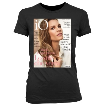 Hilary Swank Women's Junior Cut Crewneck T-Shirt