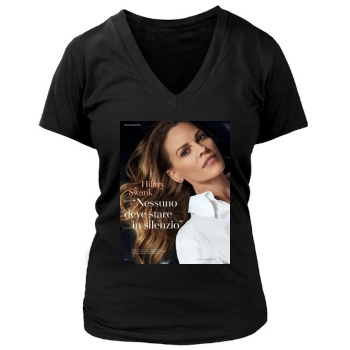 Hilary Swank Women's Deep V-Neck TShirt