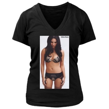 Olivia Munn Women's Deep V-Neck TShirt