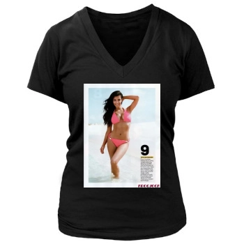 Olivia Munn Women's Deep V-Neck TShirt