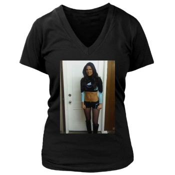 Olivia Munn Women's Deep V-Neck TShirt