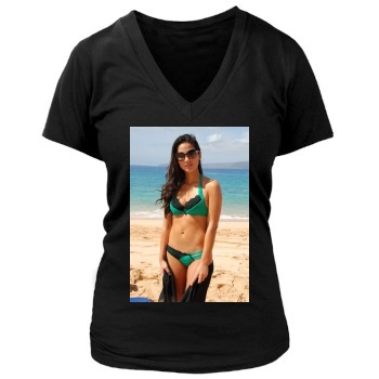 Olivia Munn Women's Deep V-Neck TShirt