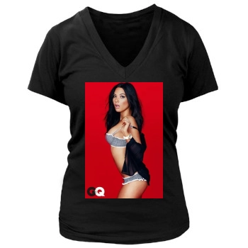 Olivia Munn Women's Deep V-Neck TShirt