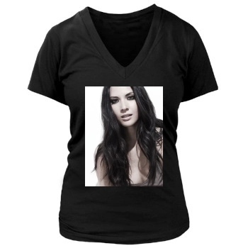 Olivia Munn Women's Deep V-Neck TShirt