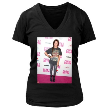 Ashley Tisdale Women's Deep V-Neck TShirt