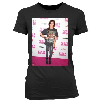 Ashley Tisdale Women's Junior Cut Crewneck T-Shirt