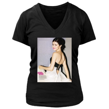 Selena Gomez Women's Deep V-Neck TShirt