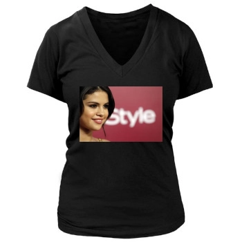 Selena Gomez Women's Deep V-Neck TShirt