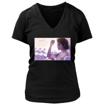 Selena Gomez Women's Deep V-Neck TShirt