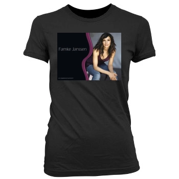 Famke Janssen Women's Junior Cut Crewneck T-Shirt