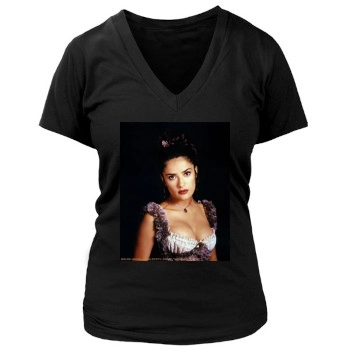 Salma Hayek Women's Deep V-Neck TShirt