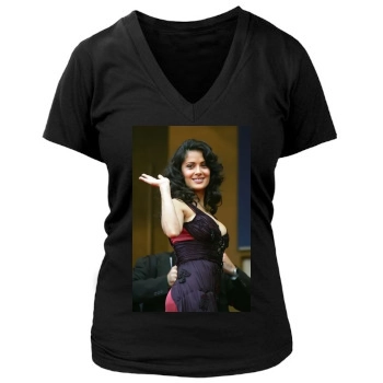 Salma Hayek Women's Deep V-Neck TShirt