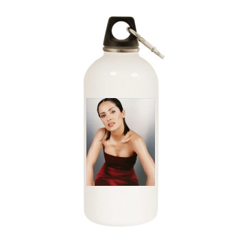 Salma Hayek White Water Bottle With Carabiner