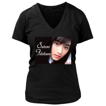 Satomi Ishihara Women's Deep V-Neck TShirt