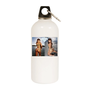 Trina White Water Bottle With Carabiner