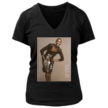 Alek Wek Women's Deep V-Neck TShirt