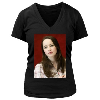 Anna Popplewell Women's Deep V-Neck TShirt