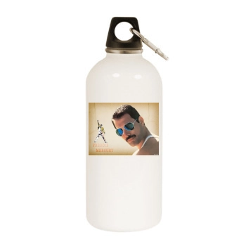 Freddie Mercury White Water Bottle With Carabiner