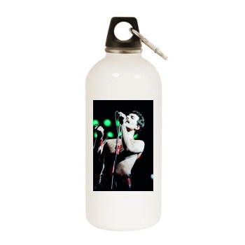 Freddie Mercury White Water Bottle With Carabiner