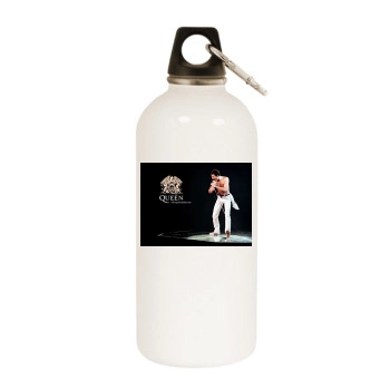 Freddie Mercury White Water Bottle With Carabiner