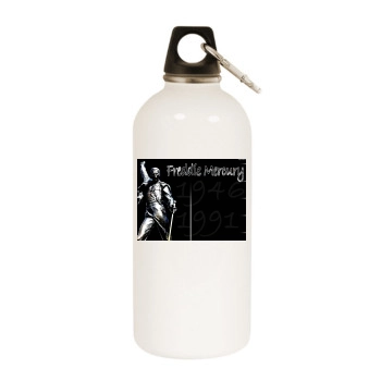 Freddie Mercury White Water Bottle With Carabiner