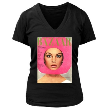 Harpers Bazaar Women's Deep V-Neck TShirt