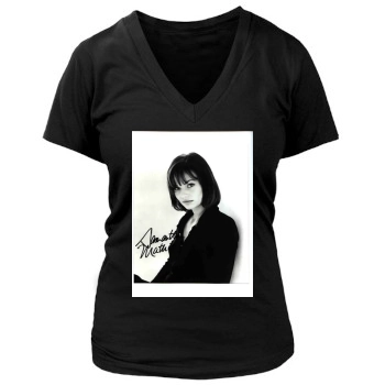 Samantha Mathis Women's Deep V-Neck TShirt