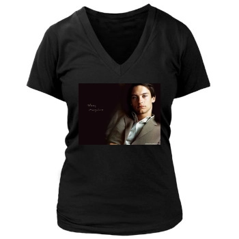 Tobey Maguire Women's Deep V-Neck TShirt