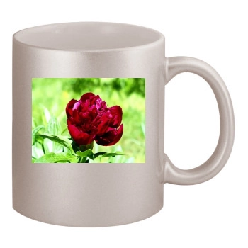 Flowers 11oz Metallic Silver Mug