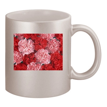 Flowers 11oz Metallic Silver Mug