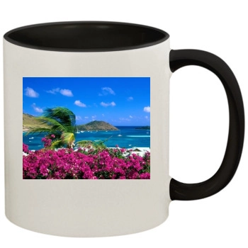 Flowers 11oz Colored Inner & Handle Mug