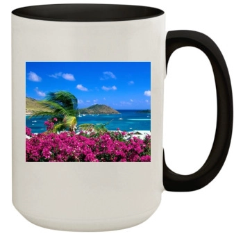 Flowers 15oz Colored Inner & Handle Mug