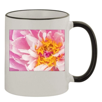 Flowers 11oz Colored Rim & Handle Mug