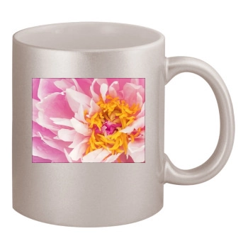 Flowers 11oz Metallic Silver Mug